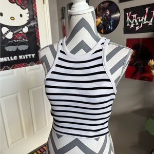 white stripped tank top